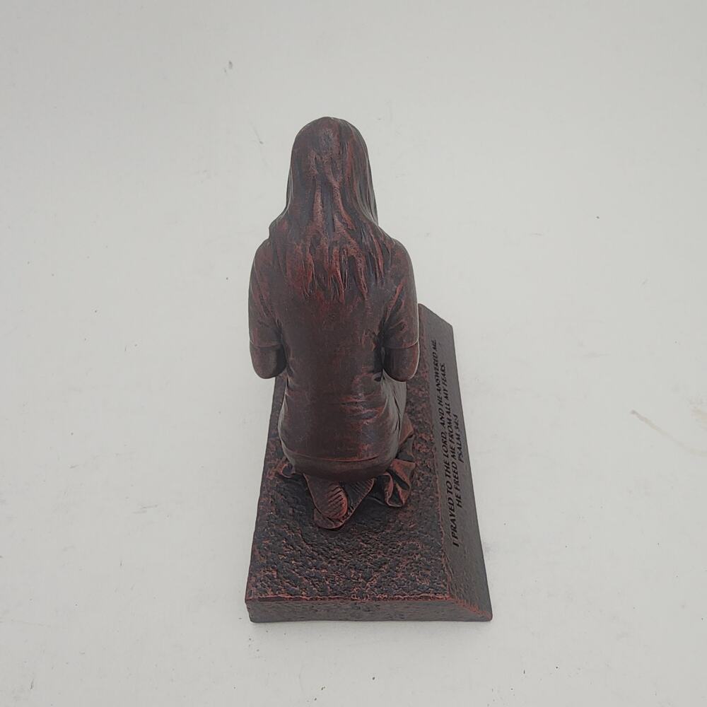Moments of Faith Praying Woman Sculpture 4.75”T  laser-engraved Psalm 34:4: - Picture 5 of 9